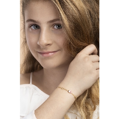 Pulsera para niño en oro amarillo 18k con pez esmaltado y estrellas