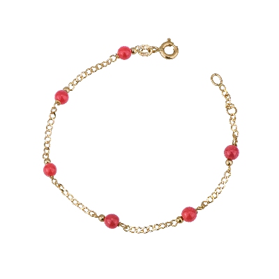 Pulsera en oro 18k y coralitos para niños