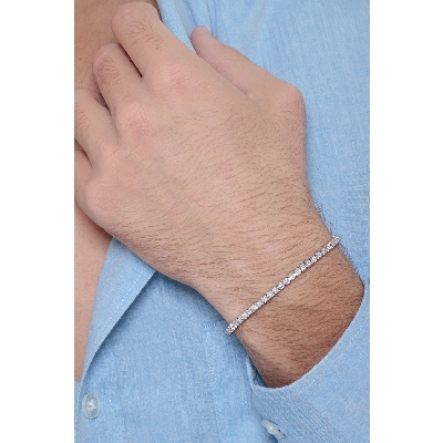 Pulsera tennis con diamantes en oro blanco 18k 0,04 ct