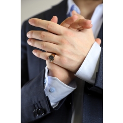 Anillo hombre pavé en oro rosa 18k con diamantes negros 2