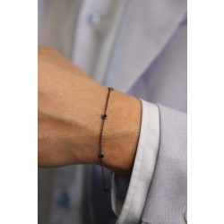 Pulsera de hombre de oro brunido de 18k con 5 diamantes negros 2