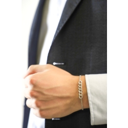 Pulsera cubana de 6 eslabones roló oro blanco 18k con diamantes, 19,0+0,5 cm 2