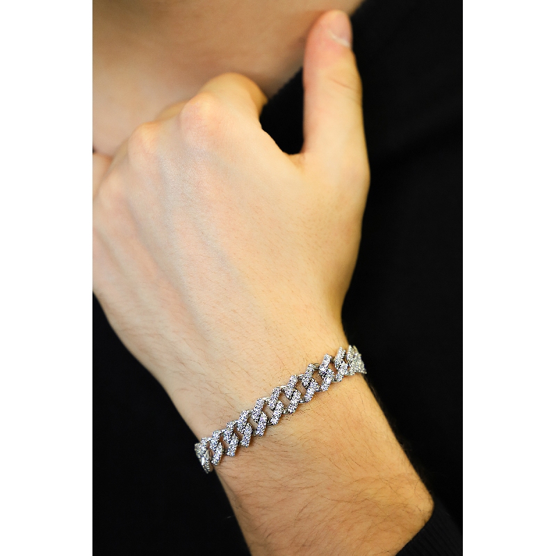 Pulsera Cubana oro blanco 18k con diamantes Pulsera Cubana oro blanco 18k con diamantes