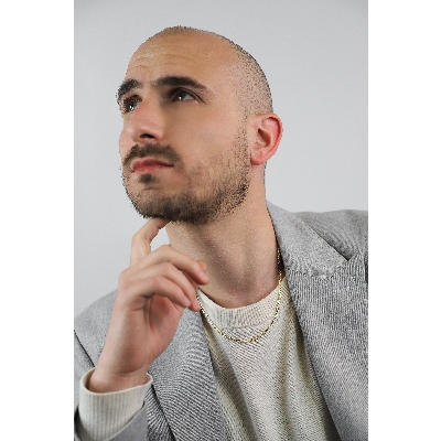 Collar en Oro Amarillo 18k malla groumette plana 50 cm