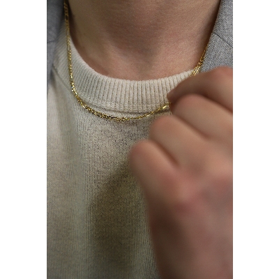 Collar en Oro Amarillo 18k malla groumette plana 50 cm