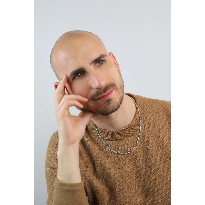 Cadena cubana de oro blanco de 18 k cm 50