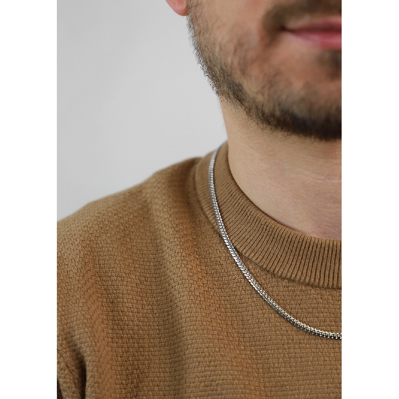 Cadena cubana de oro blanco de 18 k cm 50