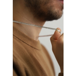 Collar de eslabones planos tipo groumette en oro blanco de 18k, 50 cm 2