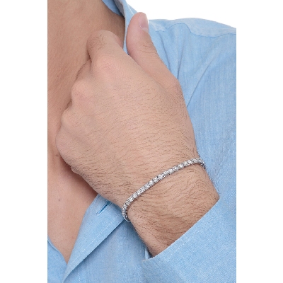 Pulsera de tenis con diamantes en oro blanco 18 kilates