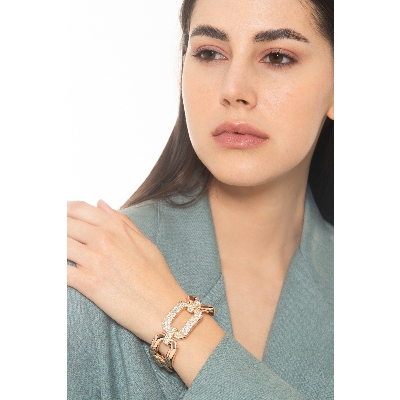 Pulsera rígida de oro rosa de 18K mujer
