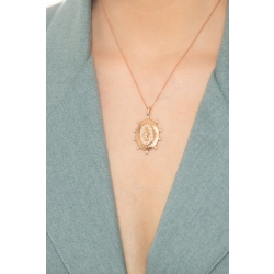 Collar en oro rosa de 18k con la figura de la Virgen cm 45 2
