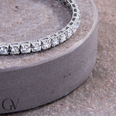 Pulsera oro blanco 18k y diamantes tennis  
