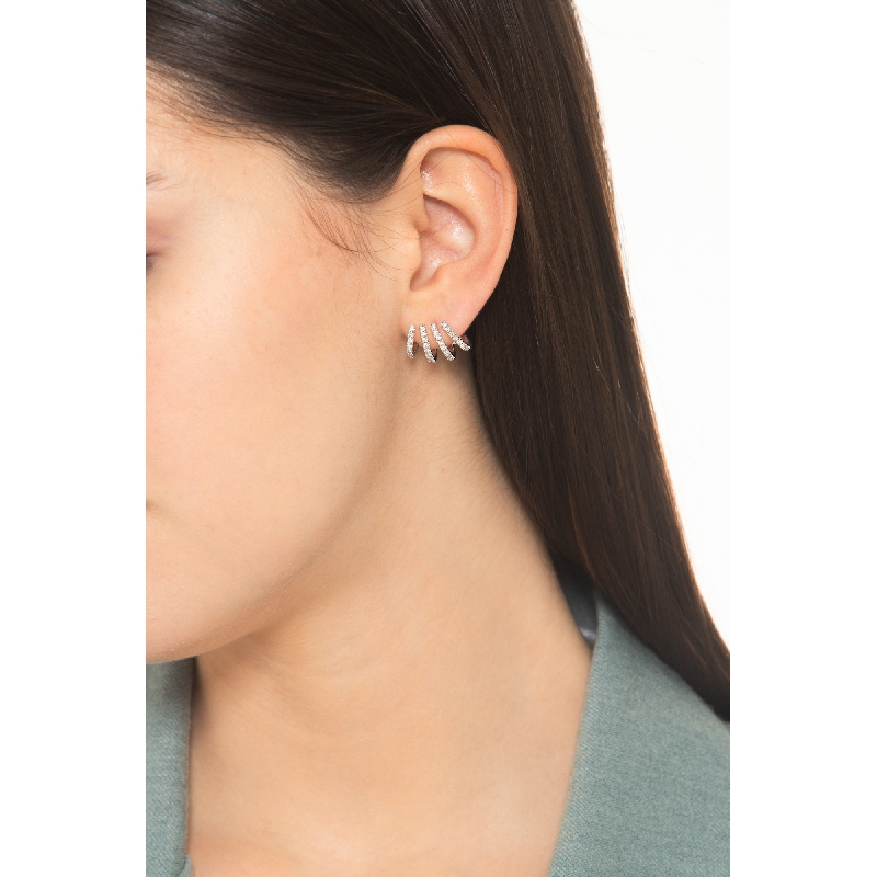 Pendientes en oro blanco 18k con cuatro filas de diamantes Pendientes en oro blanco 18k con cuatro filas de diamantes