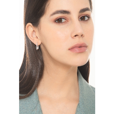 Pendientes en oro blanco 18k dos filas de diamantes