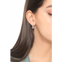 Pendientes en oro blanco 18k dos filas de diamantes 2