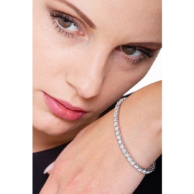 Pulsera oro blanco 18k y diamantes tennis  