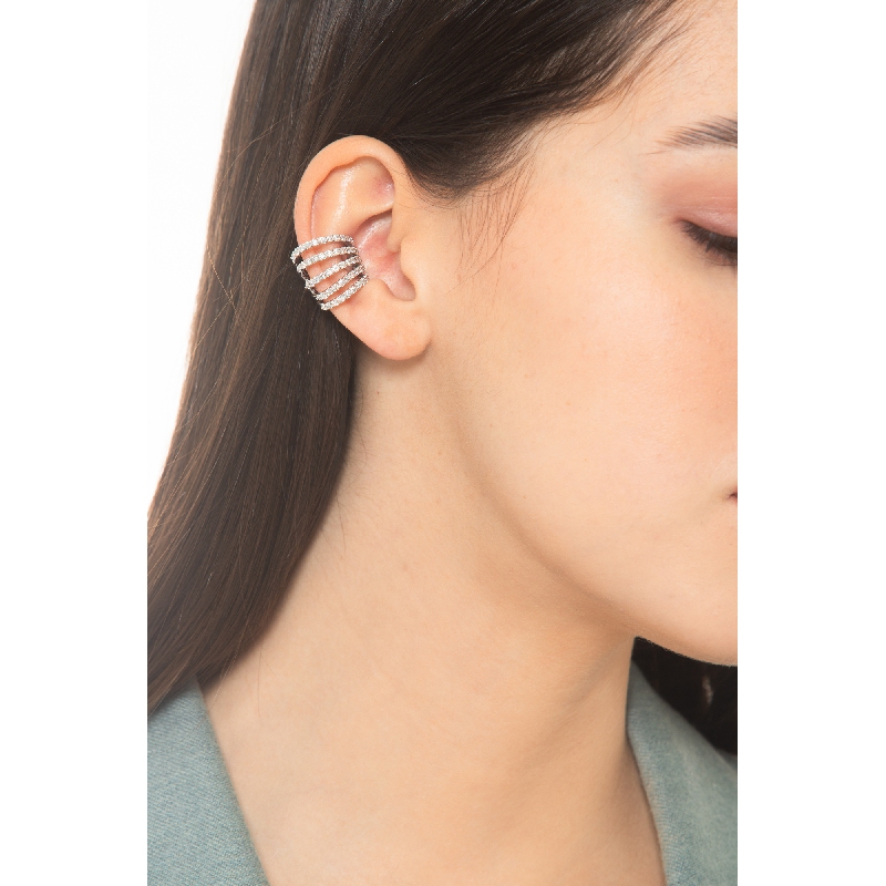Ear cuff  pendiente en oro blanco de 18 quilates con diamantes Ear cuff  pendiente en oro blanco de 18 quilates con diamantes