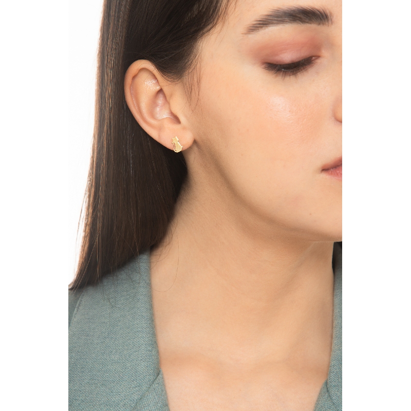 Pendientes con gatito en oro amarillo 18k