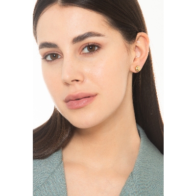 Pequeños pendientes de botón en oro amarillo 18k