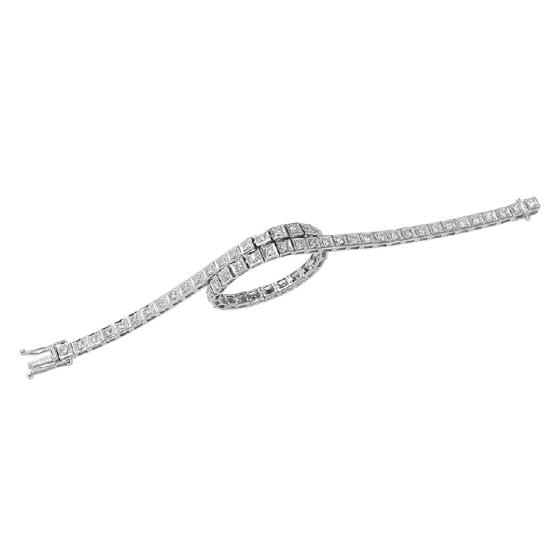 Pulsera riviere con diamantes oro blanco 18 kilates  Pulsera riviere con diamantes oro blanco 18 kilates