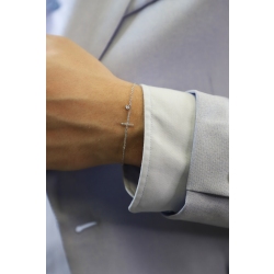 Pulsera cruz oro blanco 750 y diamantes blancos 2