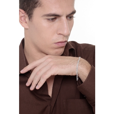 Pulsera riviere con diamantes oro blanco 18 kilates 