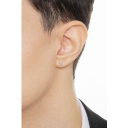 Pendiente individual en oro blanco 18k con diamante 0,15 CT 2