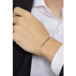 Pulsera hombre con zafiros azules y oro blanco 18k garras bruñidas 2
