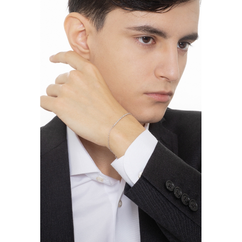 Pulsera diamantes blancos en oro blanco 18 kilates hombre Pulsera diamantes blancos en oro blanco 18 kilates hombre