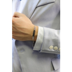 Pulsera de oro blanco de 18 quilates con diamantes negros y blancos 2