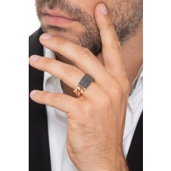 Anillo gombre gourmette en oro rosa 18kt con diamantes negros 2