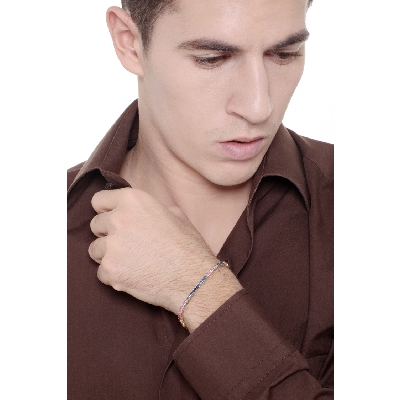 Pulsera riviera de hilo en oro amarillo de 18k con zafiros multicolor