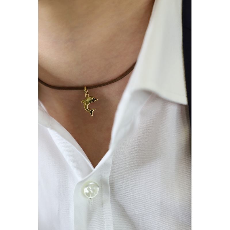 Colgante delfín en oro amarillo 18k, 1 cm