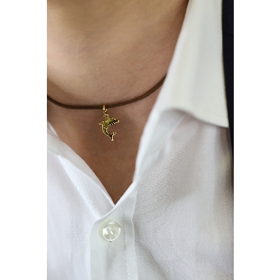 Colgante delfín en oro amarillo 18k, 1 cm