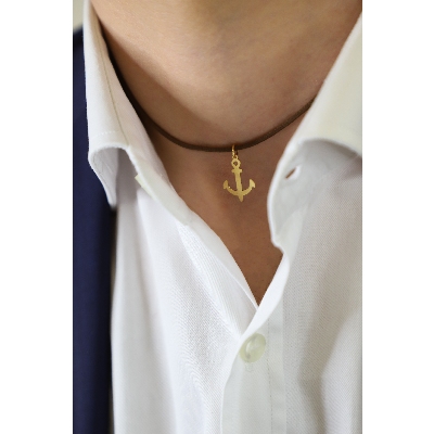 Colgante Ancla en oro blanco 18k unisex