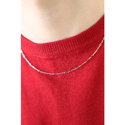 Cadena de oro blanco 18k con eslabones roló, 45 cm 