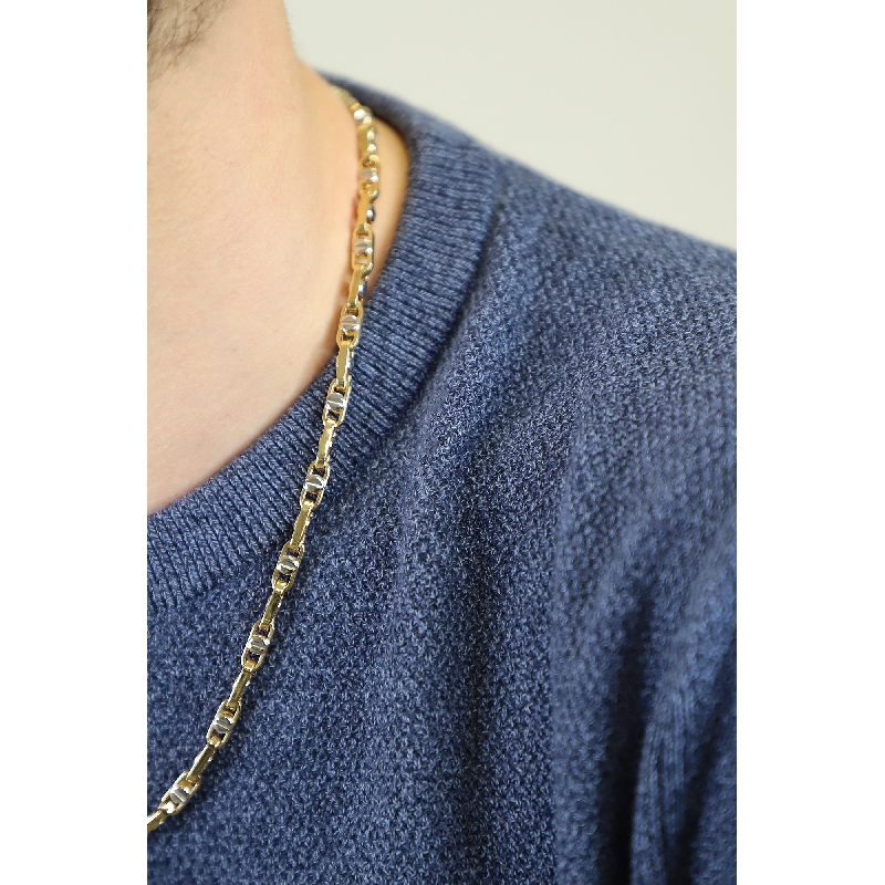 Collar en oro amarillo y blanco con motivos de tornillo