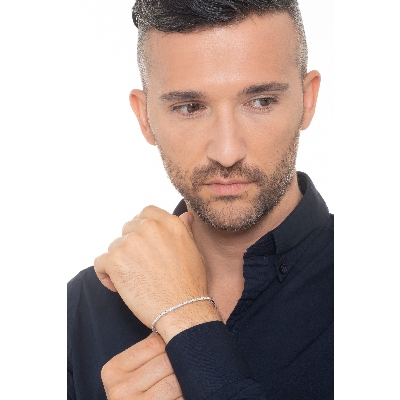 Pulsera riviere con brillantes en oro blanco 18 kilates