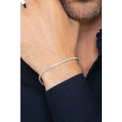 Pulsera riviere con brillantes en oro blanco 18 kilates