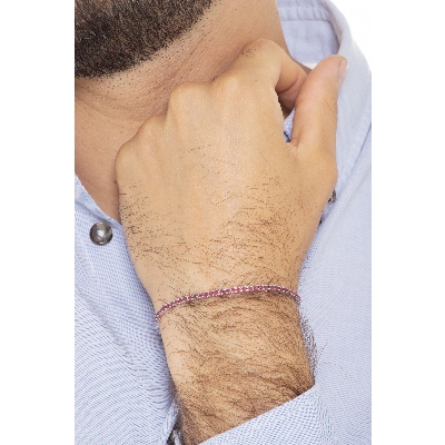 Pulsera Tennis en oro blanco de 18k con rubíes