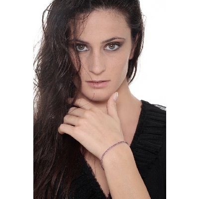 Pulsera Tennis en oro blanco de 18k con rubíes