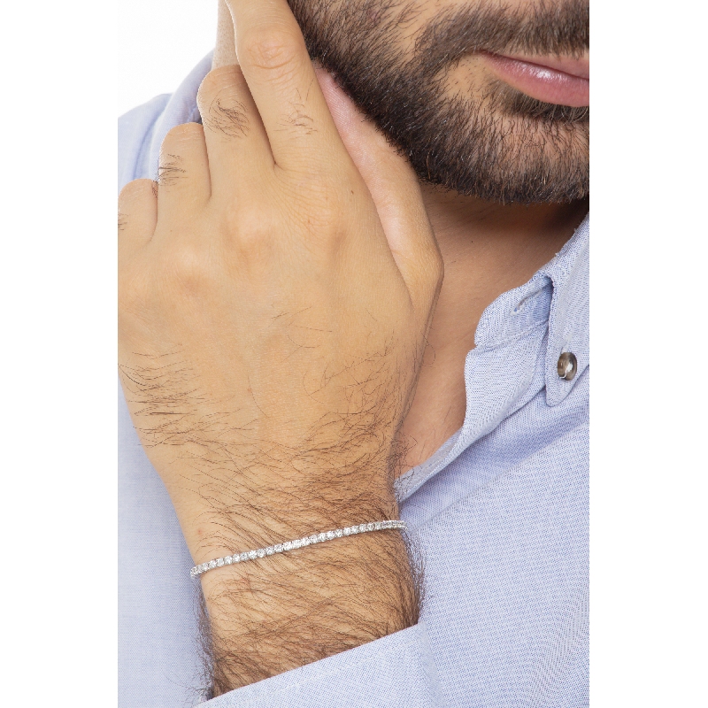 Pulsera riviere diamantes y oro blanco 18 kilates 