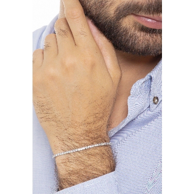 Pulsera riviere diamantes y oro blanco 18 kilates 