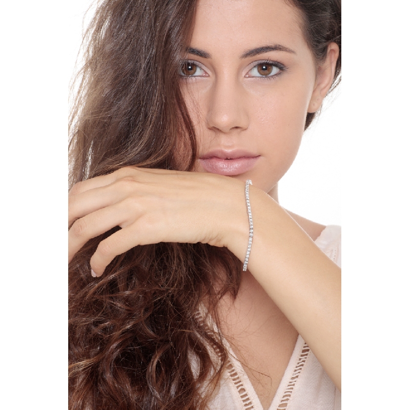 Pulsera riviere diamantes y oro blanco 18 kilates 