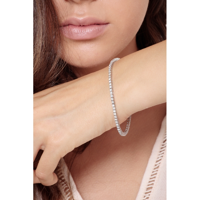 Pulsera riviere diamantes y oro blanco 18 kilates 