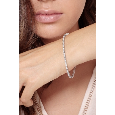 Pulsera riviere diamantes y oro blanco 18 kilates 