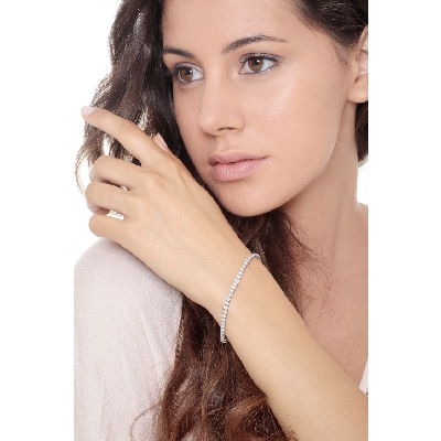 Pulsera riviere brillantes oro blanco 18 kilates 