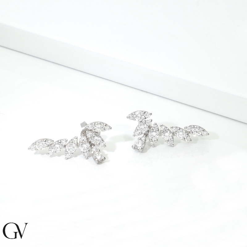 Pendientes fantasia en oro blanco de 750 con diamantes Pendientes fantasia en oro blanco de 750 con diamantes