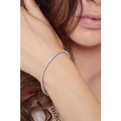 Pulsera riviere diamantes en oro blanco 18 kilates 
