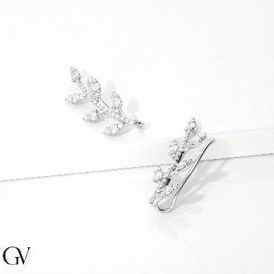 Pendientes fantasia en oro blanco de 18k con diamantes